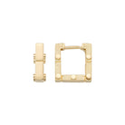 Square Hoop Earrings 14K Solid Gold | Geometric Ribbed Huggies 4.5 mm Thick 14 mm Square Gold Earrings for Women