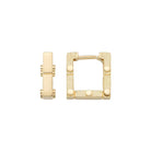 Square Hoop Earrings 14K Solid Gold | Geometric Ribbed Huggies 4.5 mm Thick 14 mm Square Gold Earrings for Women