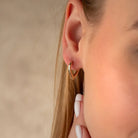 Triangle Diamond Cut Huggie Hoop Earrings 14K Solid Gold | Pear Shape Geometric Diamond-Cut Huggies for Women - Earrings