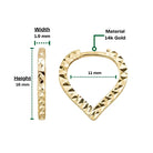 Triangle Diamond Cut Huggie Hoop Earrings 14K Solid Gold | Pear Shape Geometric Diamond-Cut Huggies for Women - Earrings