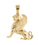Winged Lion Pendant Necklace 14K Gold - Pendants