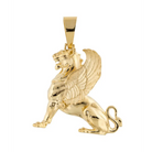 Winged Lion Pendant Necklace 14K Gold - Pendants