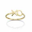 XO Ring 14K Solid Gold Band Xoxo Hugs Kisses Minimalist Stackable Rings