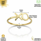 XO Ring 14K Solid Gold Band Xoxo Hugs Kisses Minimalist Stackable Rings